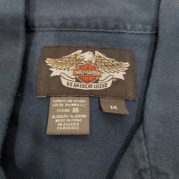 Harley Davidson‎ Navy Blue Heavy Duty Utility Button Up Medium - Picture 3 of 6